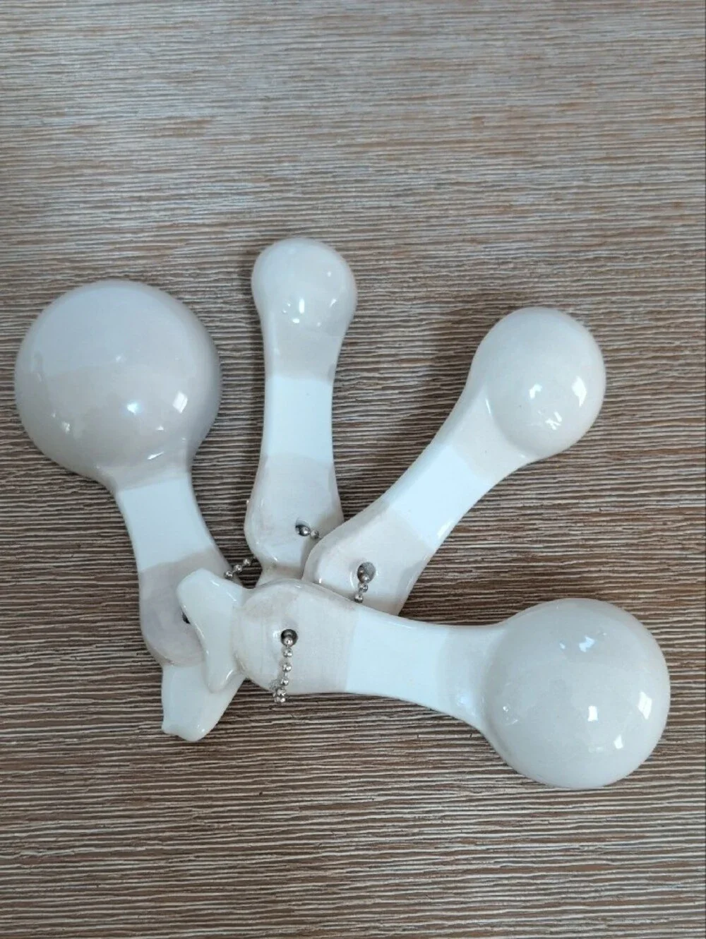White Ceramic Measuring Spoon Set – 4 Piece Kitchen Baking Spoons